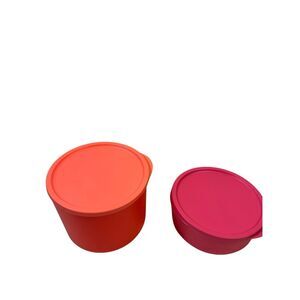 Tupperware pink orange containers new 4 cup 9 cup 4 piece
